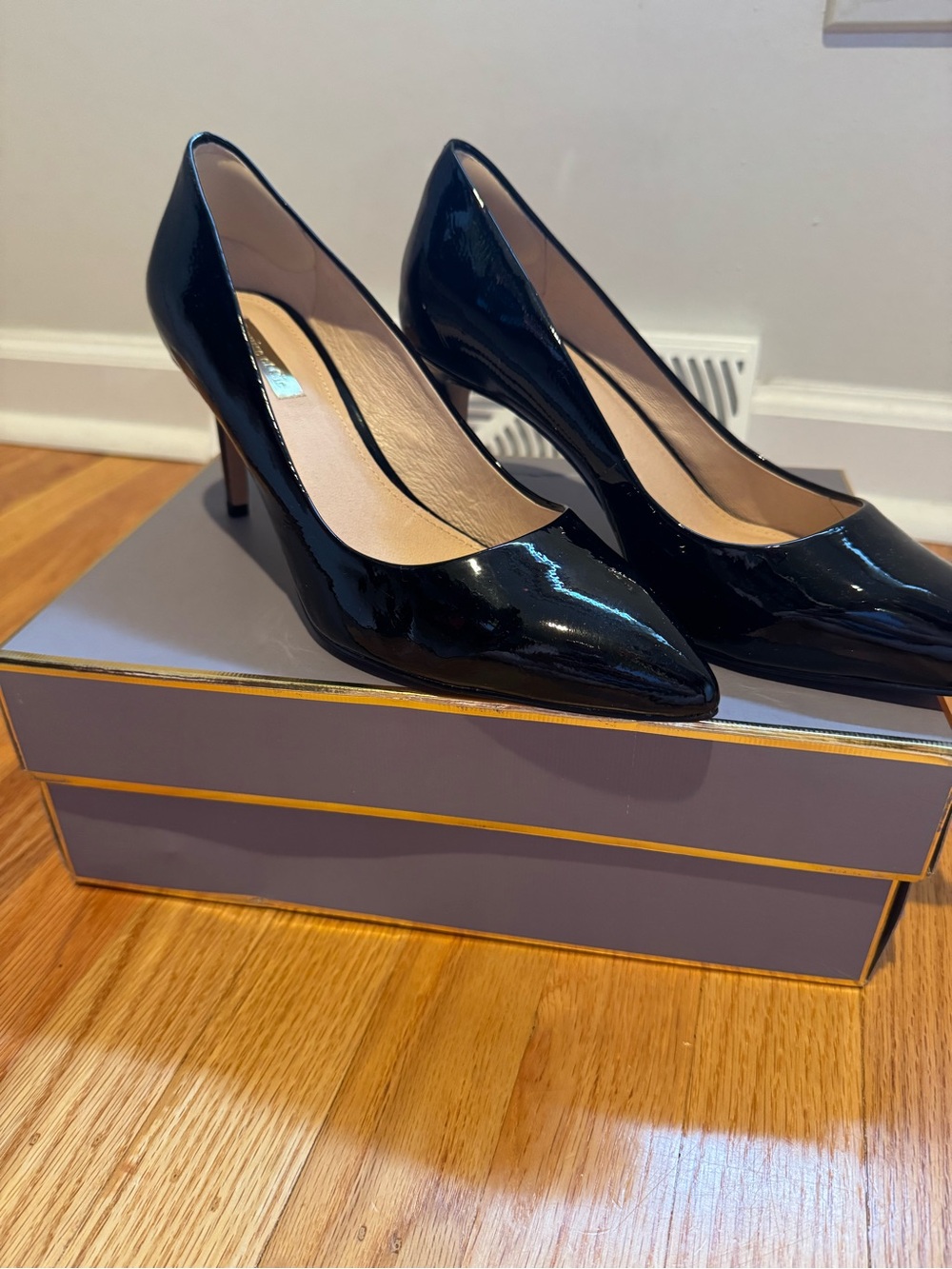 Louise et Cie Black Patent Pointed-Toe Pumps
